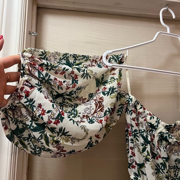 🔴 Essue Multicolor Floral Mini Dress Size Small Off the Shoulder - Picture 7 of 8